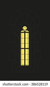 Gothic window - window recess - Silhouette - Vista - vector graphics