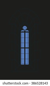 Gothic window - window recess - Silhouette - Vista - vector graphics