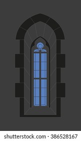 Gothic window - window recess - Silhouette - Vista - vector graphics