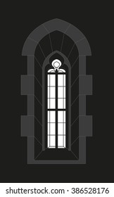 Gothic window - window recess - Silhouette - Vista - vector graphics