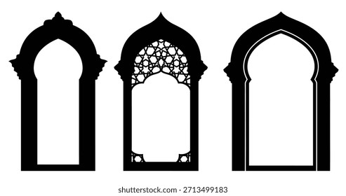 gothic window silhouette vector illustration