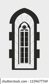 Gothic window - Silhouette - Vista - vector graphic
