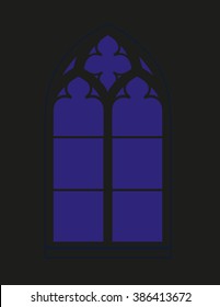 Gothic window - Silhouette - Vista - vector graphics
