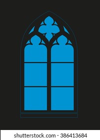 Gothic window - Silhouette - Vista - vector graphics