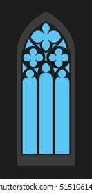 Gothic window - Silhouette - Vista - vector graphic