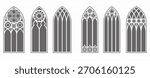 gothic windows outline set silhouette of vintage stained