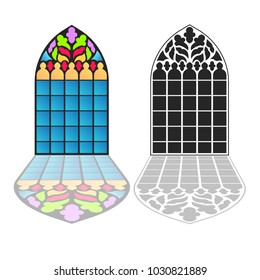 Gothic windows. Vintage frames. Church stained-glass windows.