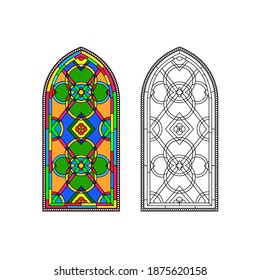 Gothic windows. Vintage frames. Church stained-glass windows