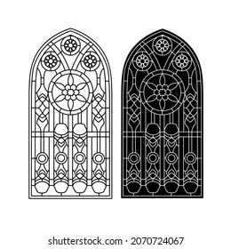 Gothic windows. Vintage frames. Church stained-glass windows