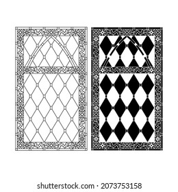 Gothic windows. Vintage frames. Church stained-glass windows