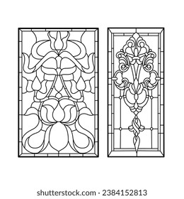 Gothic windows. Vintage frames. Church stained-glass windows