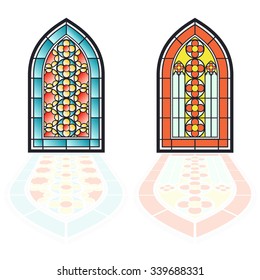 Gothic windows. Vintage frames. Church stained-glass windows