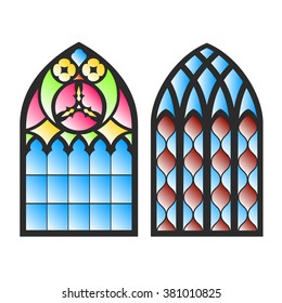 Gothic windows. Vintage frames. Church stained-glass windows