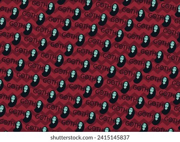 Gothic woman vector illustration, for backgrounds and fabrics pattern, repeat, horror girl