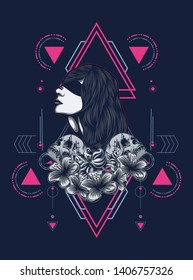 A Gothic women with sacred geometry pattern