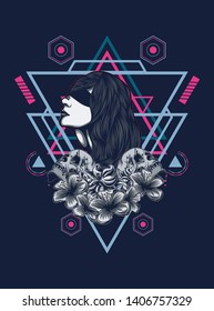 A Gothic women with sacred geometry pattern
