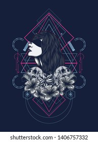 A Gothic women with sacred geometry pattern