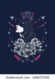 A Gothic women with sacred geometry pattern