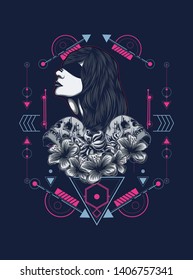 A Gothic women with sacred geometry pattern