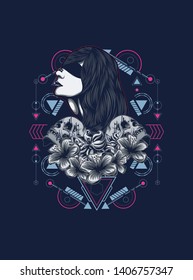 A Gothic women with sacred geometry pattern