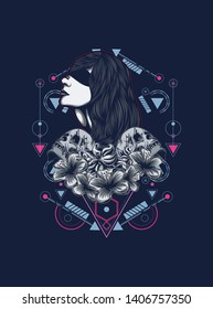 A Gothic women with sacred geometry pattern