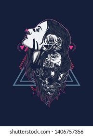 A Gothic women with sacred geometry pattern