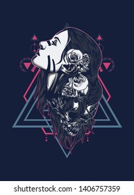 A Gothic women with sacred geometry pattern