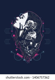 A Gothic women with sacred geometry pattern