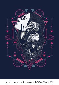 A Gothic women with sacred geometry pattern