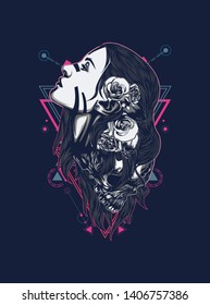 A Gothic women with sacred geometry pattern