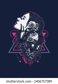 A Gothic women with sacred geometry pattern