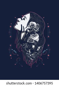A Gothic women with sacred geometry pattern