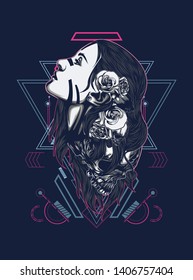 A Gothic women with sacred geometry pattern