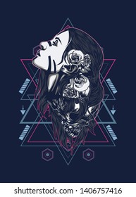 A Gothic women with sacred geometry pattern