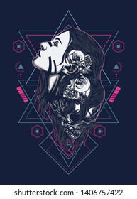 A Gothic women with sacred geometry pattern
