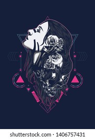 A Gothic women with sacred geometry pattern