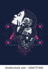 A Gothic women with sacred geometry pattern