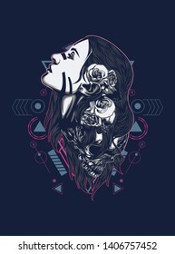 A Gothic women with sacred geometry pattern