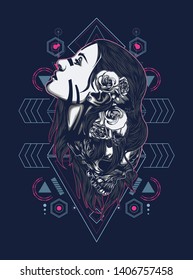 A Gothic women with sacred geometry pattern