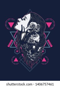 A Gothic women with sacred geometry pattern