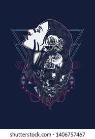 A Gothic women with sacred geometry pattern