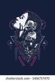 A Gothic women with sacred geometry pattern