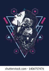A Gothic women with sacred geometry pattern