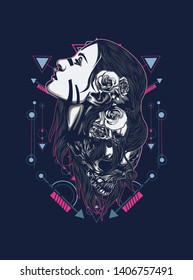 A Gothic women with sacred geometry pattern