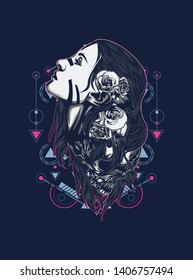 A Gothic women with sacred geometry pattern