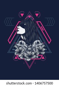 A Gothic women with sacred geometry pattern