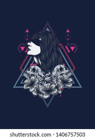 A Gothic women with sacred geometry pattern