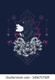 A Gothic women with sacred geometry pattern