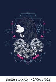 A Gothic women with sacred geometry pattern