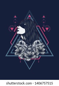 A Gothic women with sacred geometry pattern